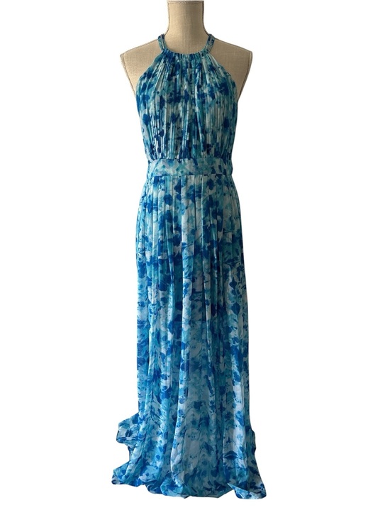 Calvin Klein Dresses & Skirts - Calvin Klein Sky Blue Halter Maxi Dress - Elegant Floral Print Sz/ S-P